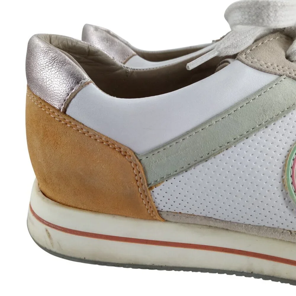 Mephisto Lora Low Top Comfort Sneakers Size 7.5 Leather Suede Ceramic White